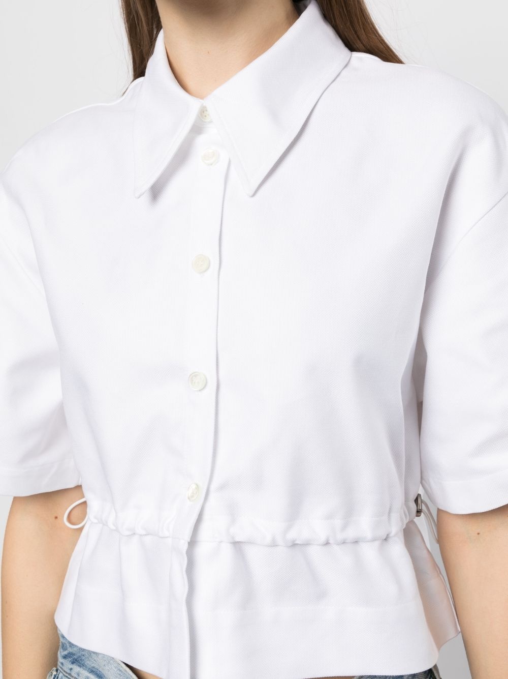 drawstring short-sleeve cotton shirt - 5