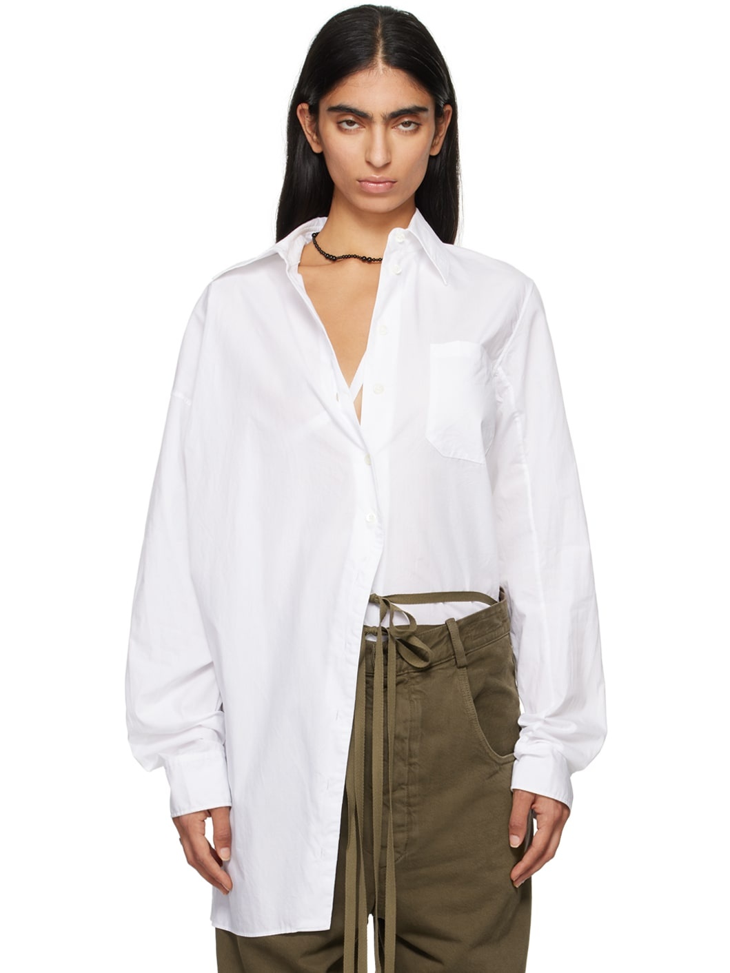 White Daria Drop Shoulder Shirt - 1