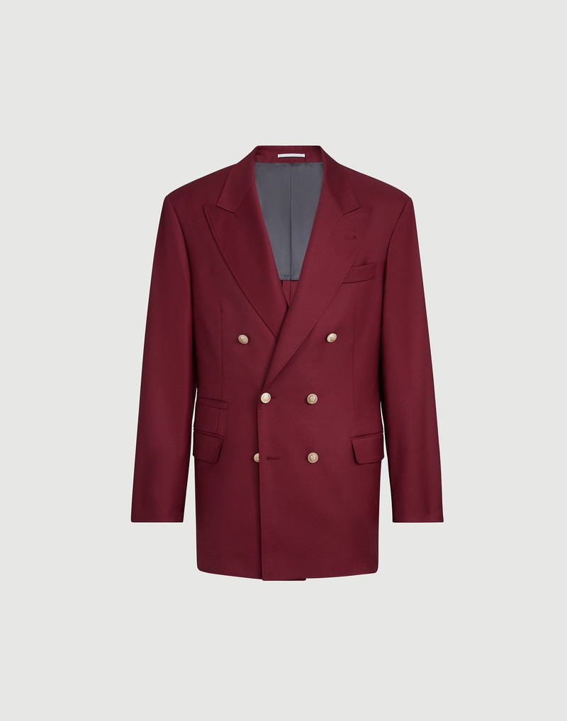 Virgin wool batavia one-and-a-half breasted Tailor blazer with metal buttons 1