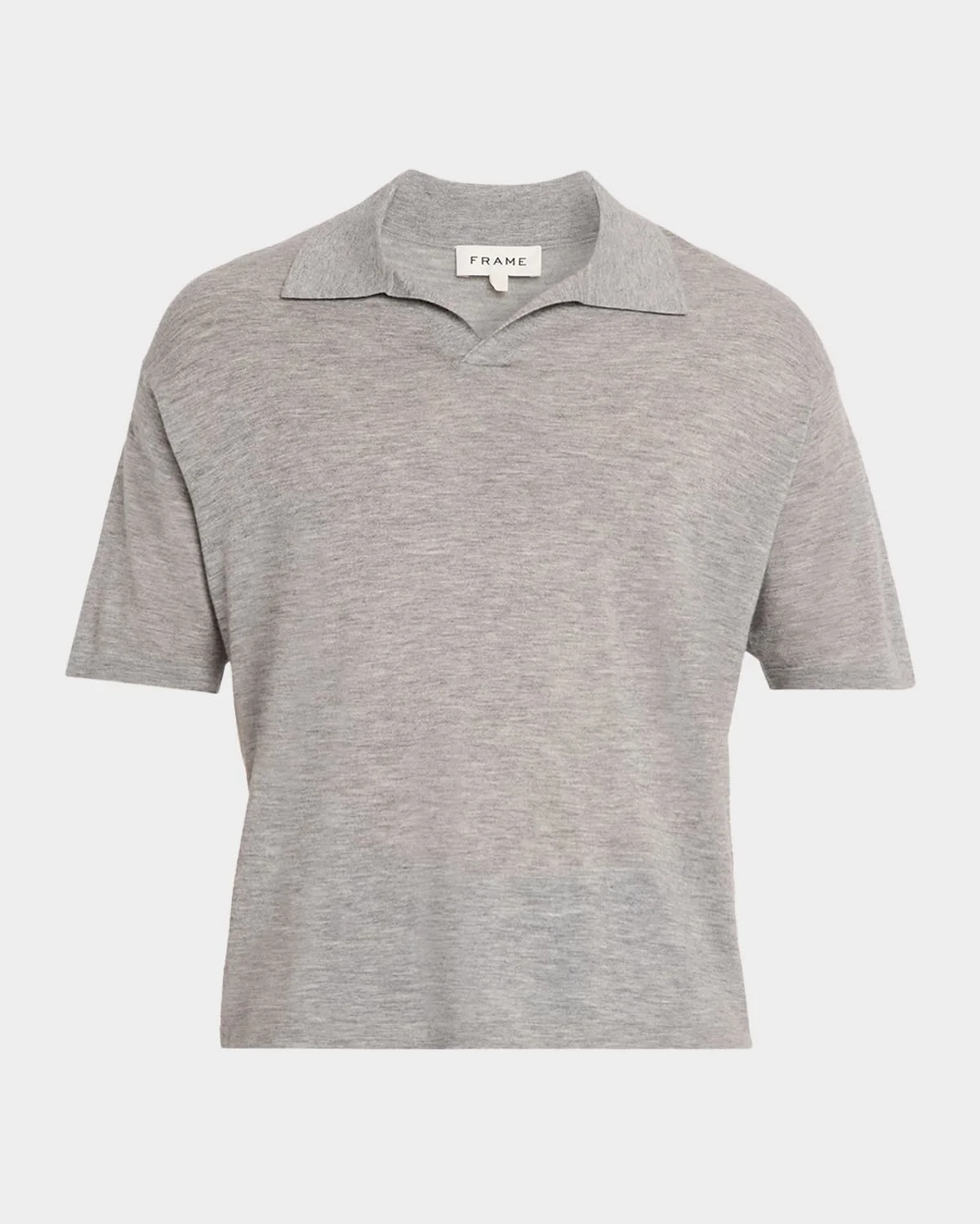 Men's Wool and Cashmere Johnny Collar Short-Sleeve Polo Sweater - 1