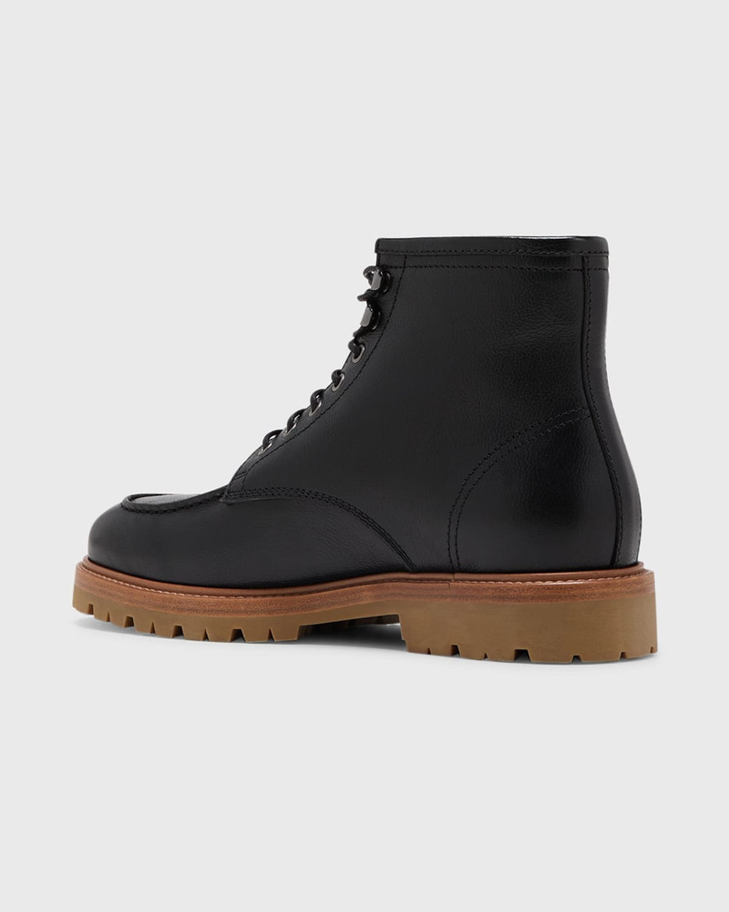 Men's Apron Toe Leather Lace-Up Boots 4