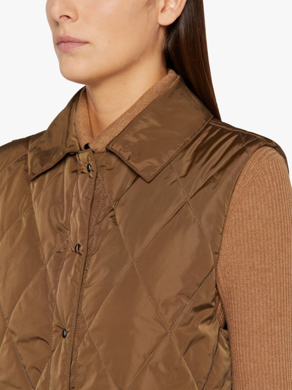 ANNABEL MOCHA NYLON QUILTED LINER VEST | LQV-005 - 5