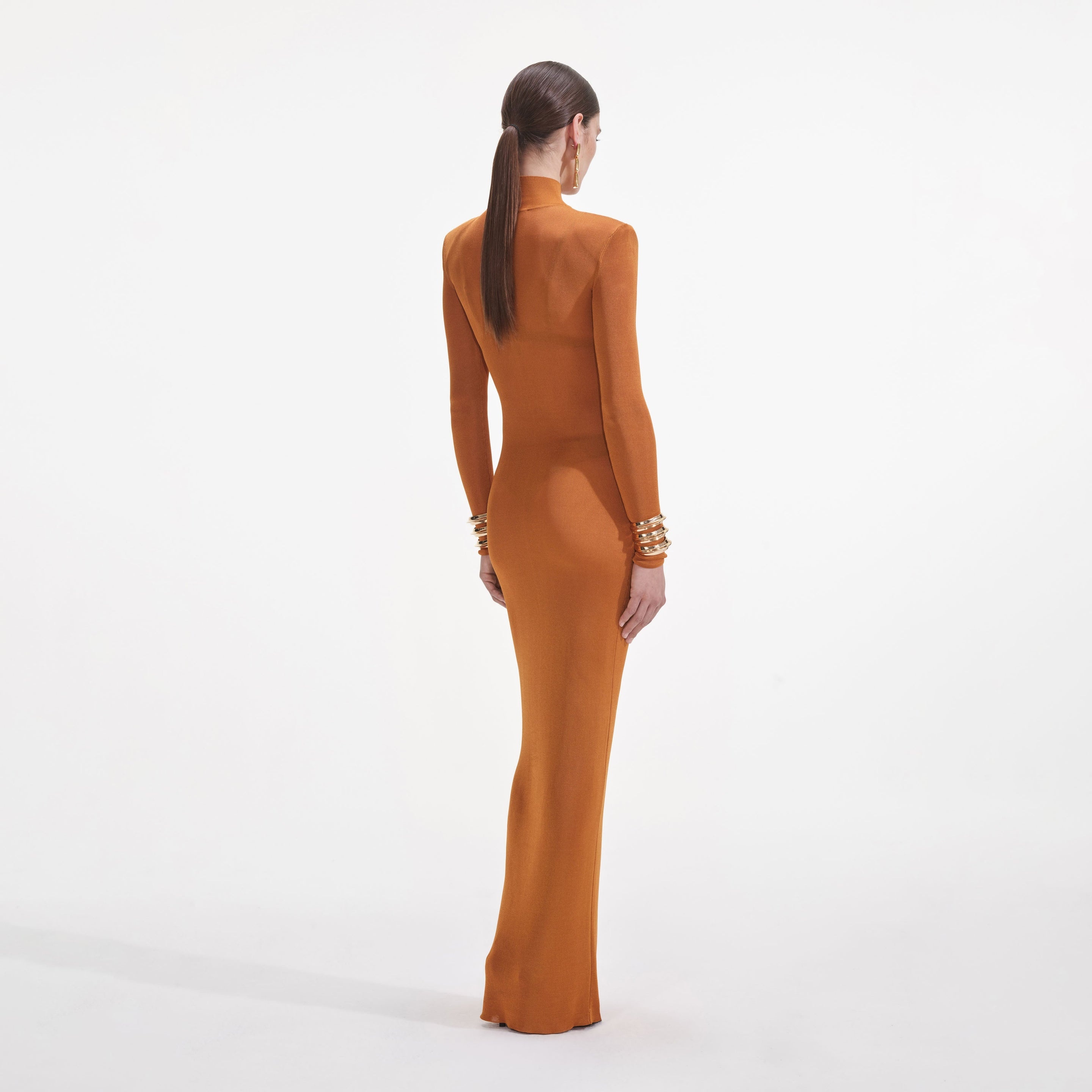 Tan Viscose Knit Maxi Dress - 3