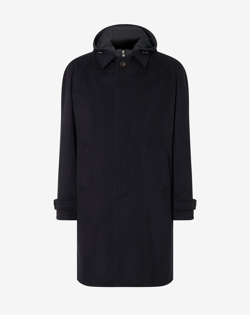 Blue pure virgin wool coat with detachable vest 1