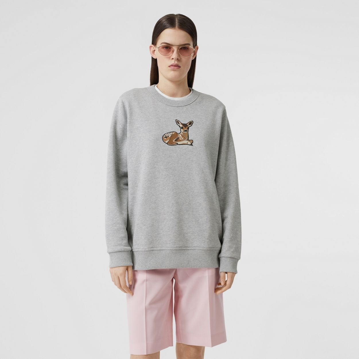 Deer Motif Cotton Oversized Sweatshirt - 6