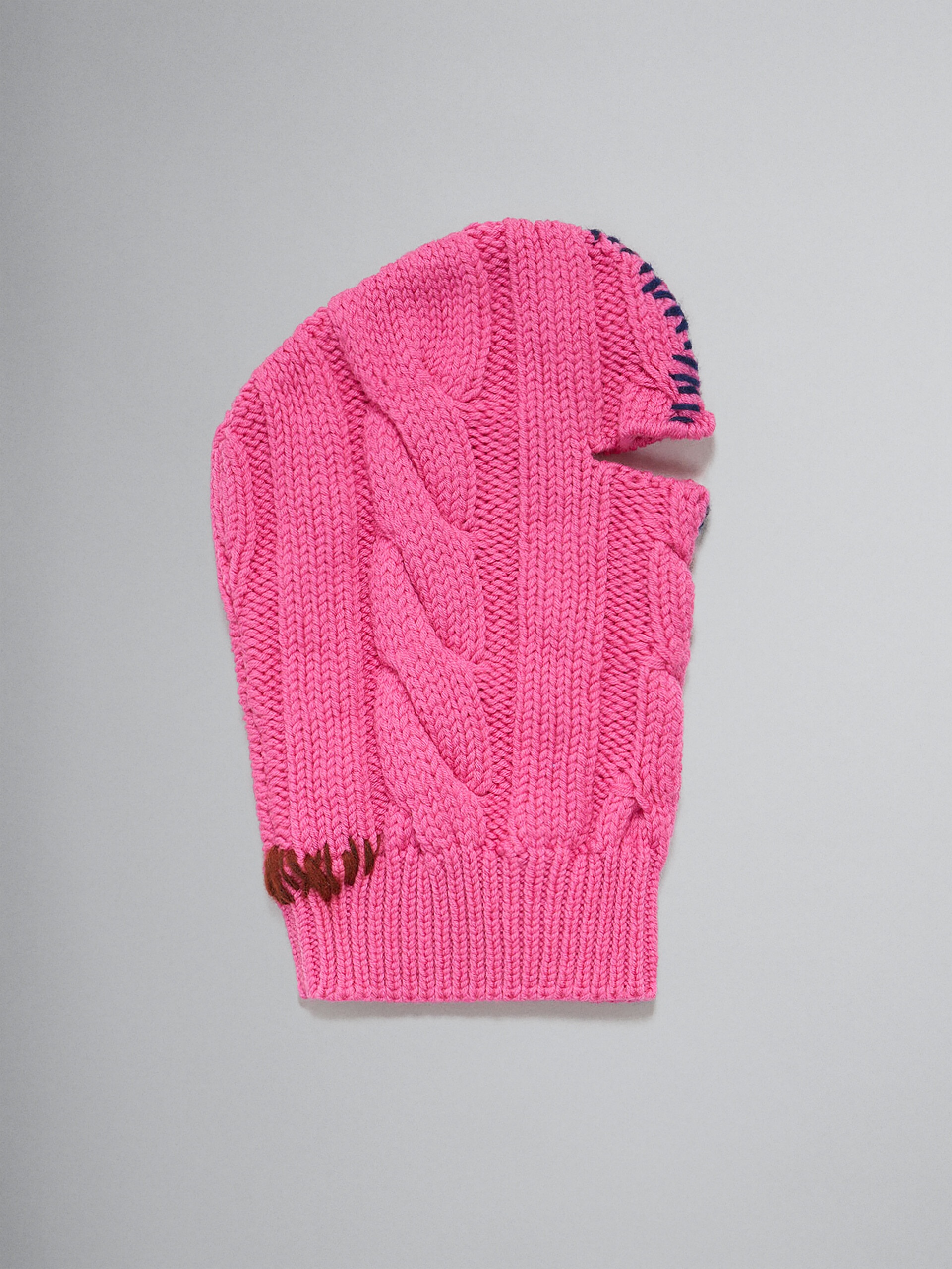 FUCHSIA WOOL BALACLAVA WITH CONTRASTING MENDING - 1