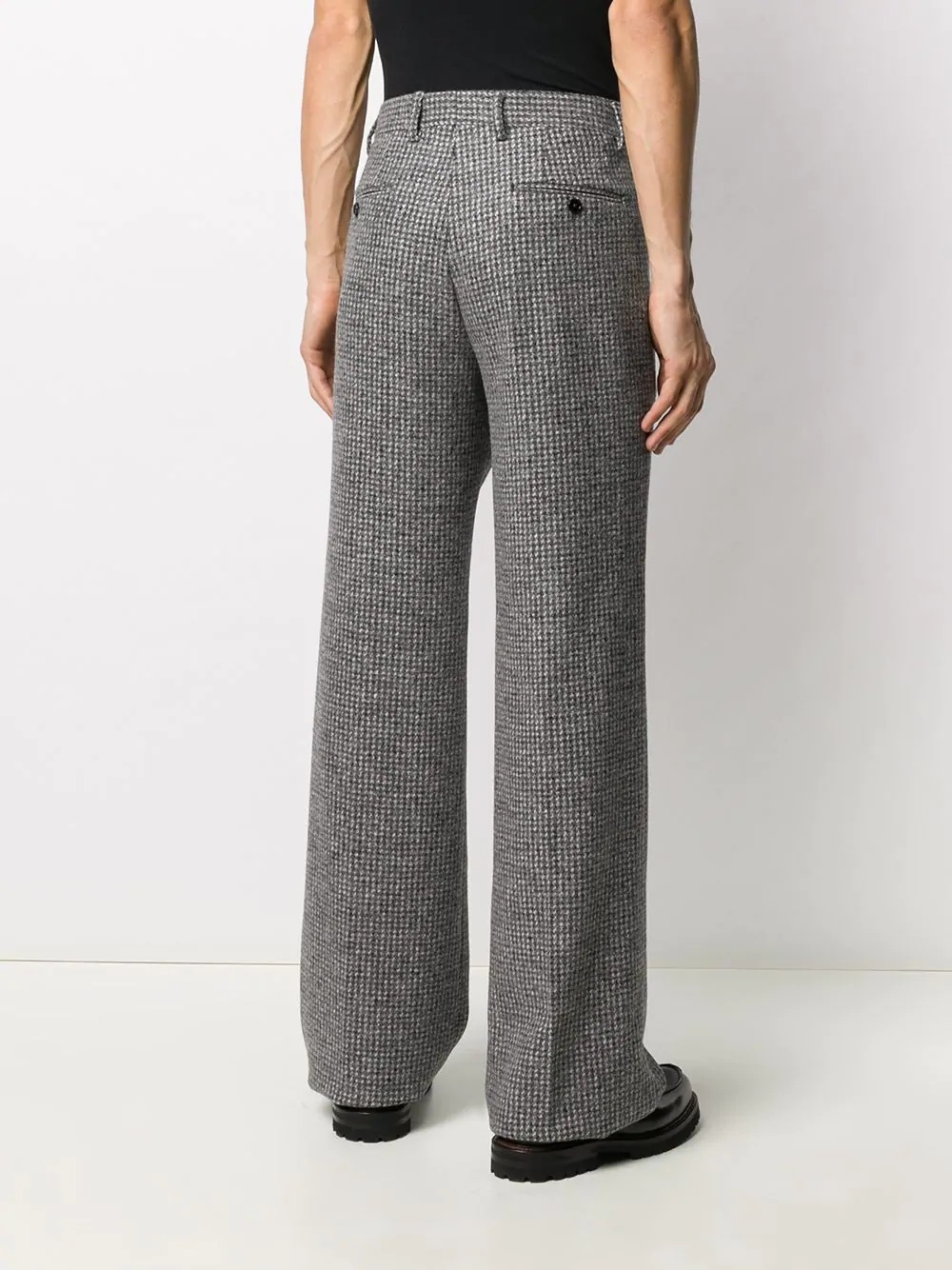 check pattern straight-leg trousers - 4