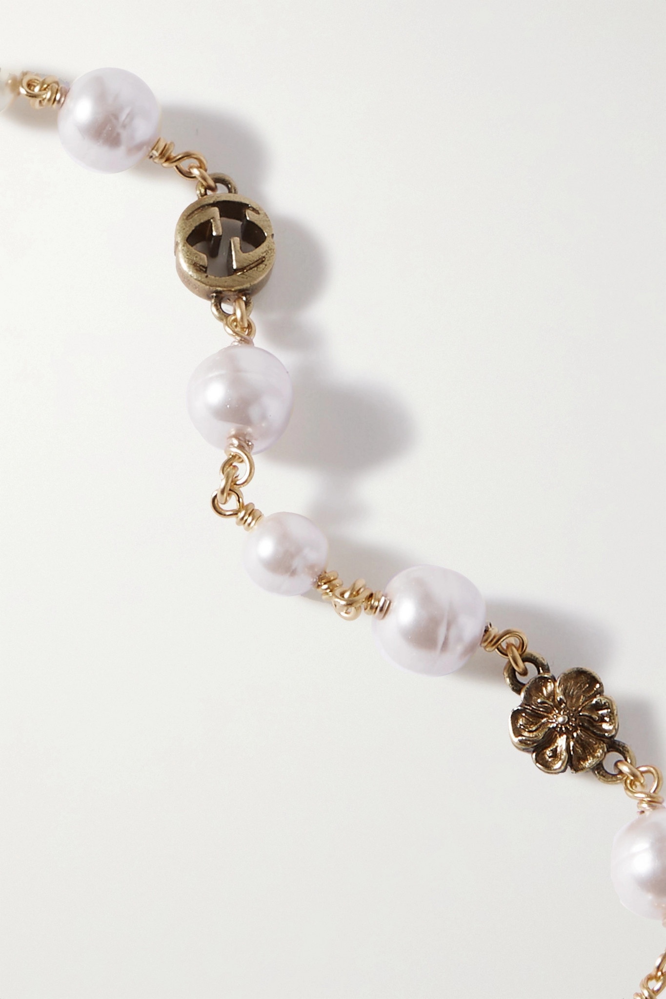 Gold-tone faux pearl bracelet - 4