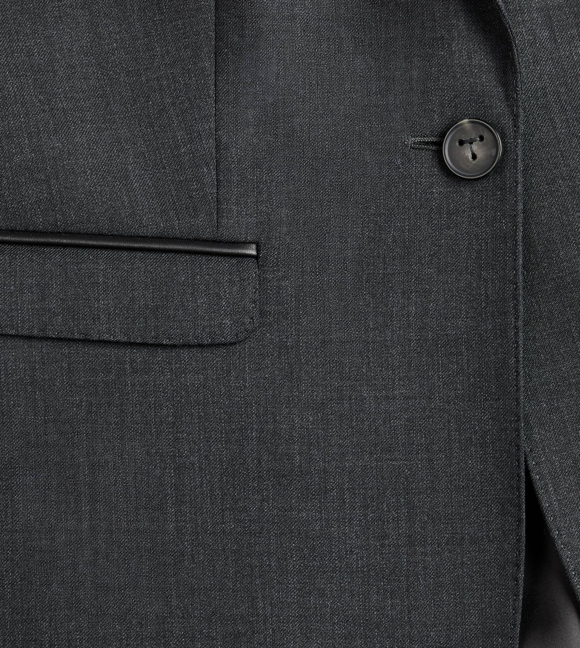 BLAZER WITH LEATHER DETAILING - GREY - 3