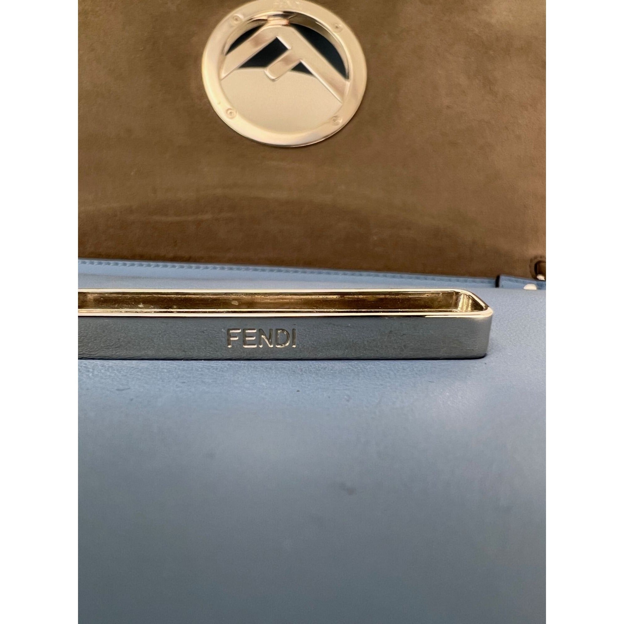 Fendi F Kan 1 Medium Blue Leather Shoulder Hand Bag - 10