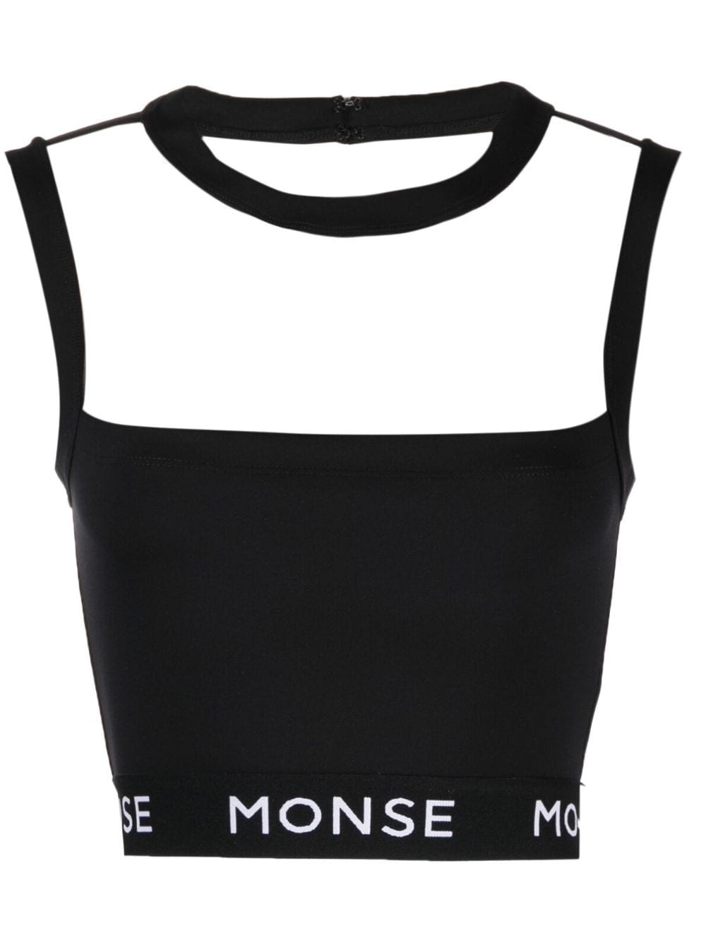 logo-print panelled crop top - 1