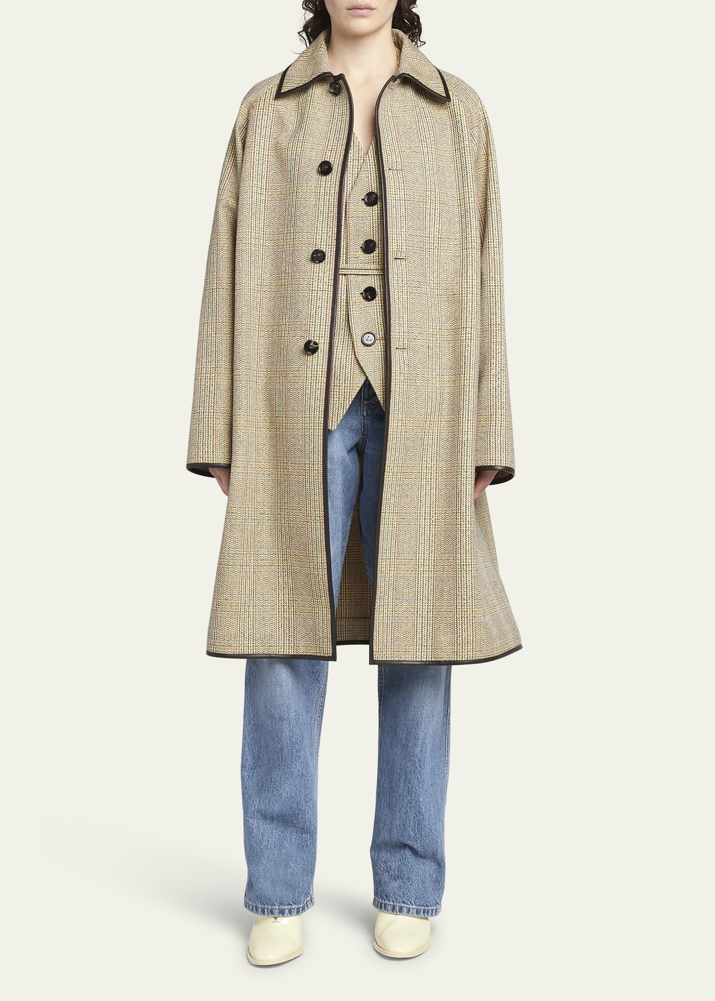 【関税＆送料込み】Bottega Veneta Prince-Of-Wales Wool Coat Bottega Veneta Distorted Prince of Wales Wool Blend Sport