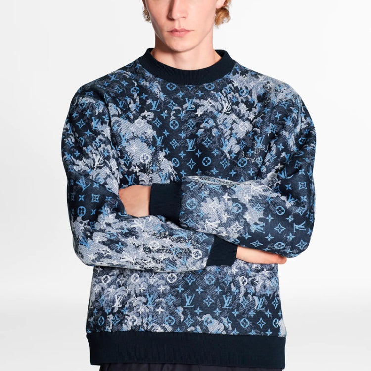 LOUIS VUITTON LV Monogram Tapestry Sweatshirt For Men Blue 1A8H2X - 3