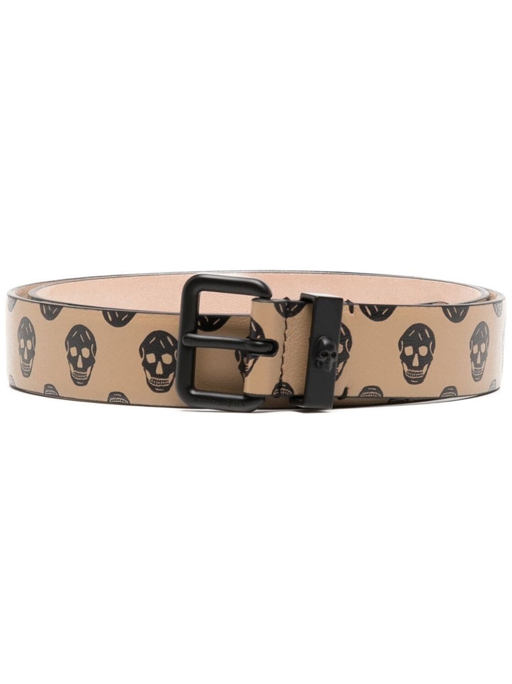 skull-print leather belt - 1