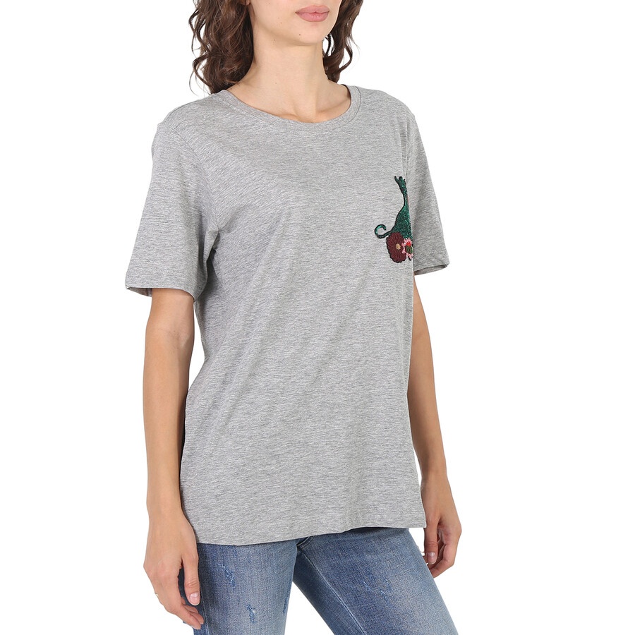 Essentiel Ladies Grey Rigo Cat Patch T-Shirt - 4