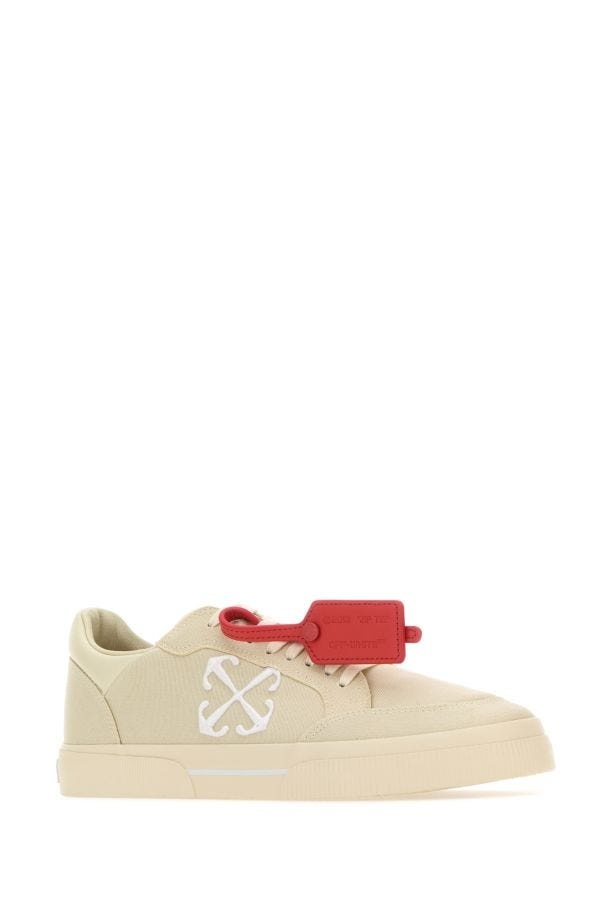 Off White Man Sand Canvas New Low Vulcanized Sneakers - 2