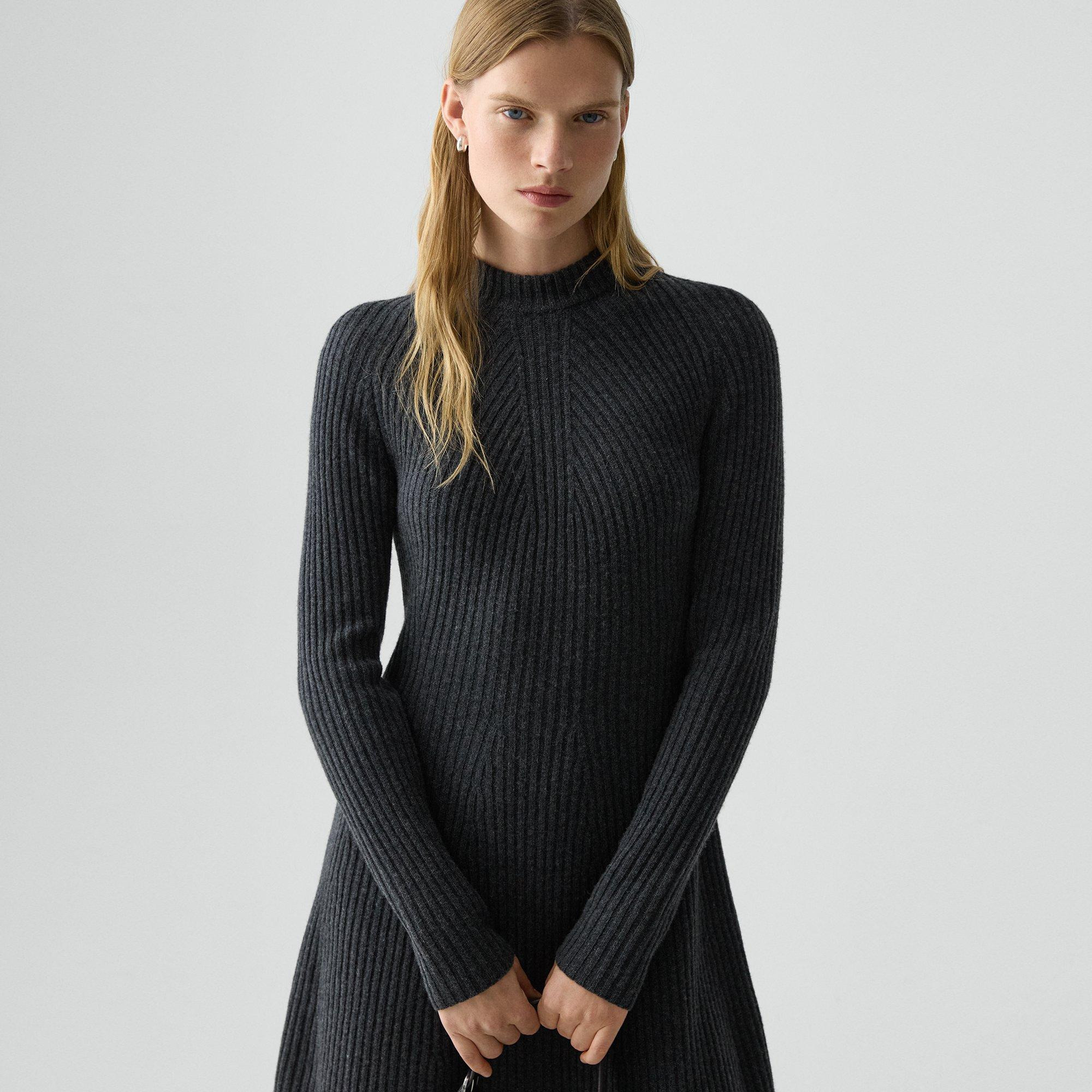 Ribbed Sweater Dress in Felted Wool-Cashmere - 5
