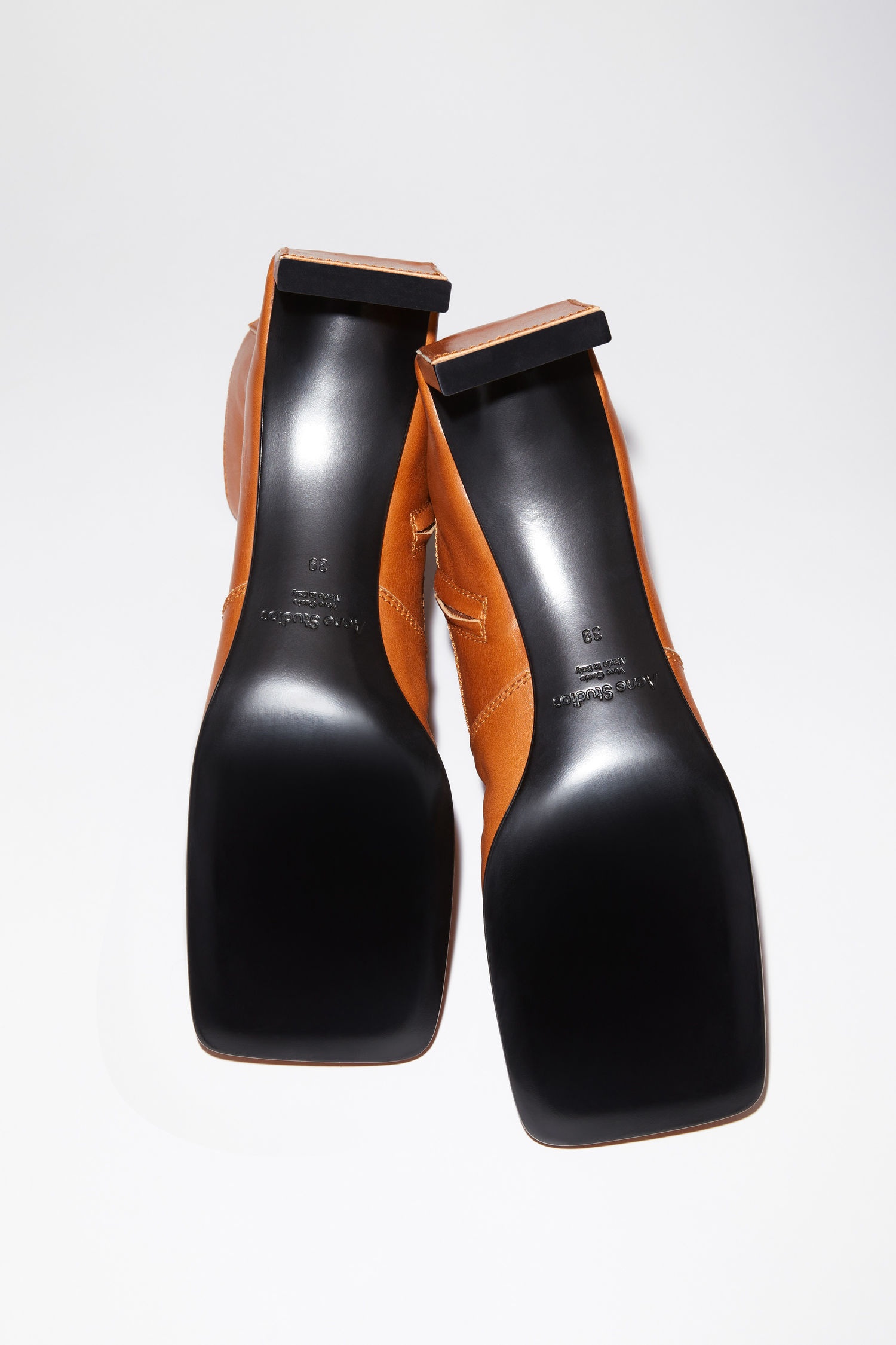 Leather ankle boots - Cognac brown - 3