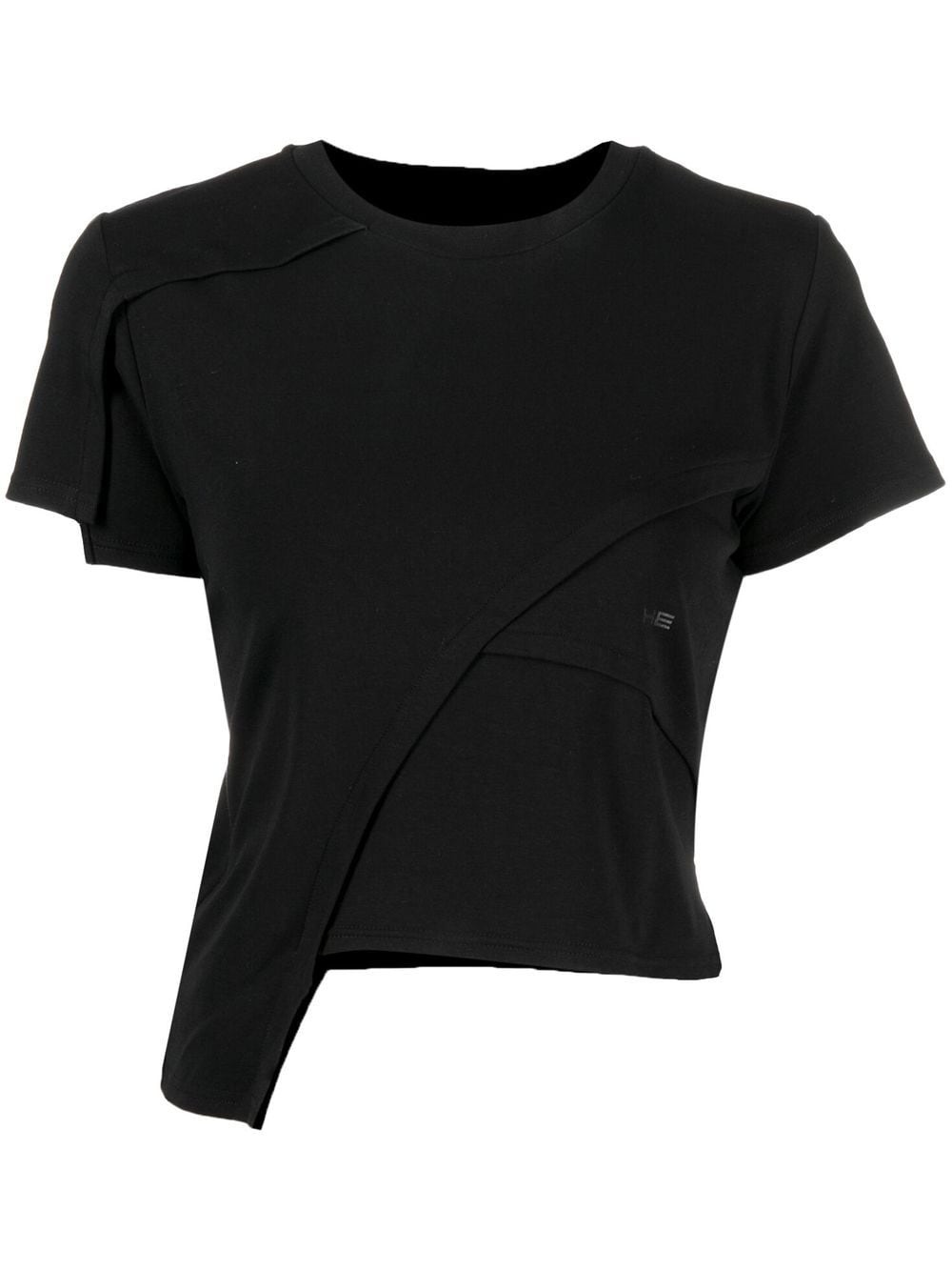 logo-print asymmetric T-shirt - 1
