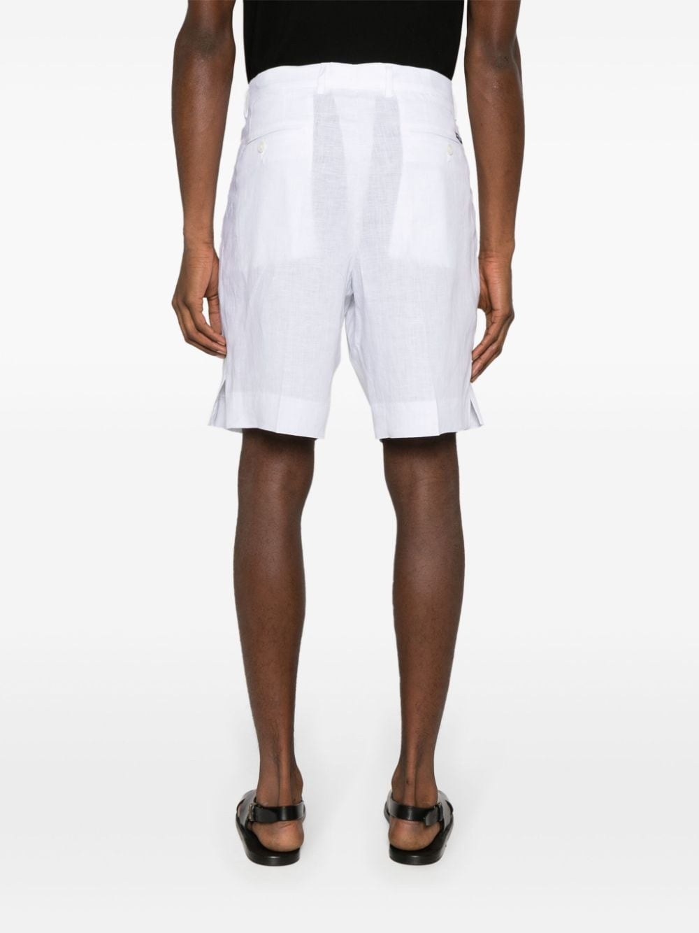 mid-rise linen chino shorts - 4