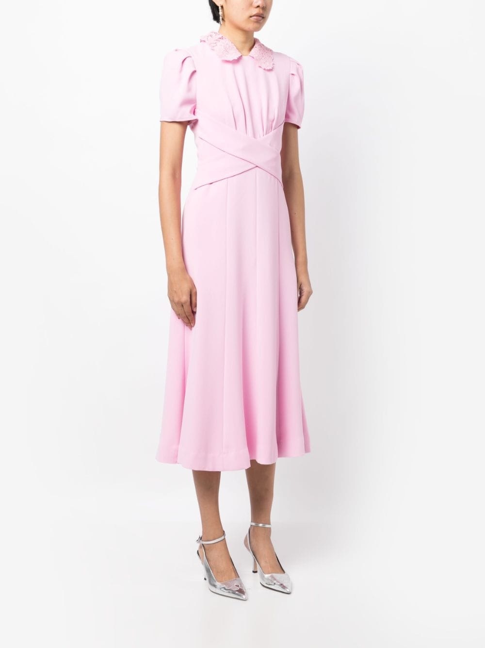 lace-collar midi dress - 3