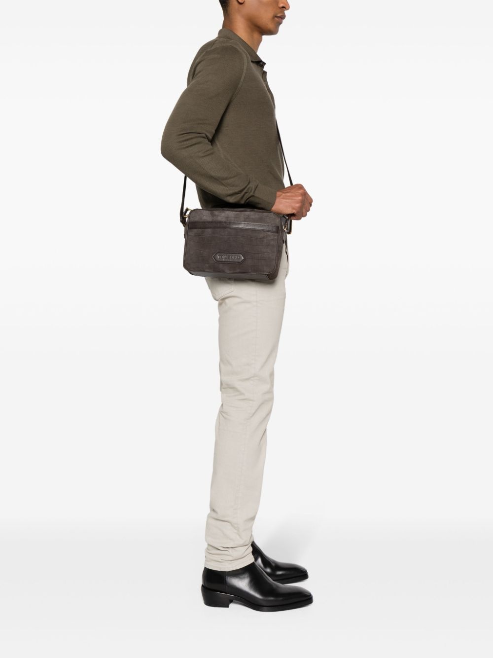 crocodile-embossed messenger bag - 2