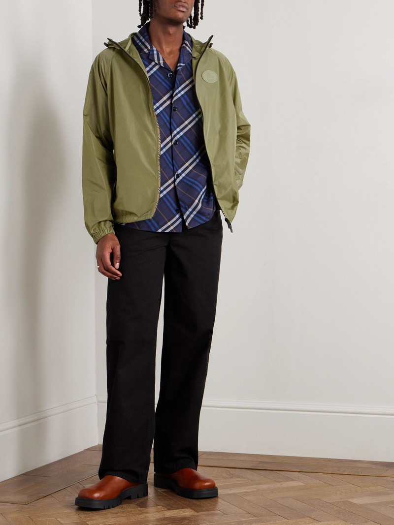 Burberry Logo-Appliquéd Hooded Shell Jacket Green outlook