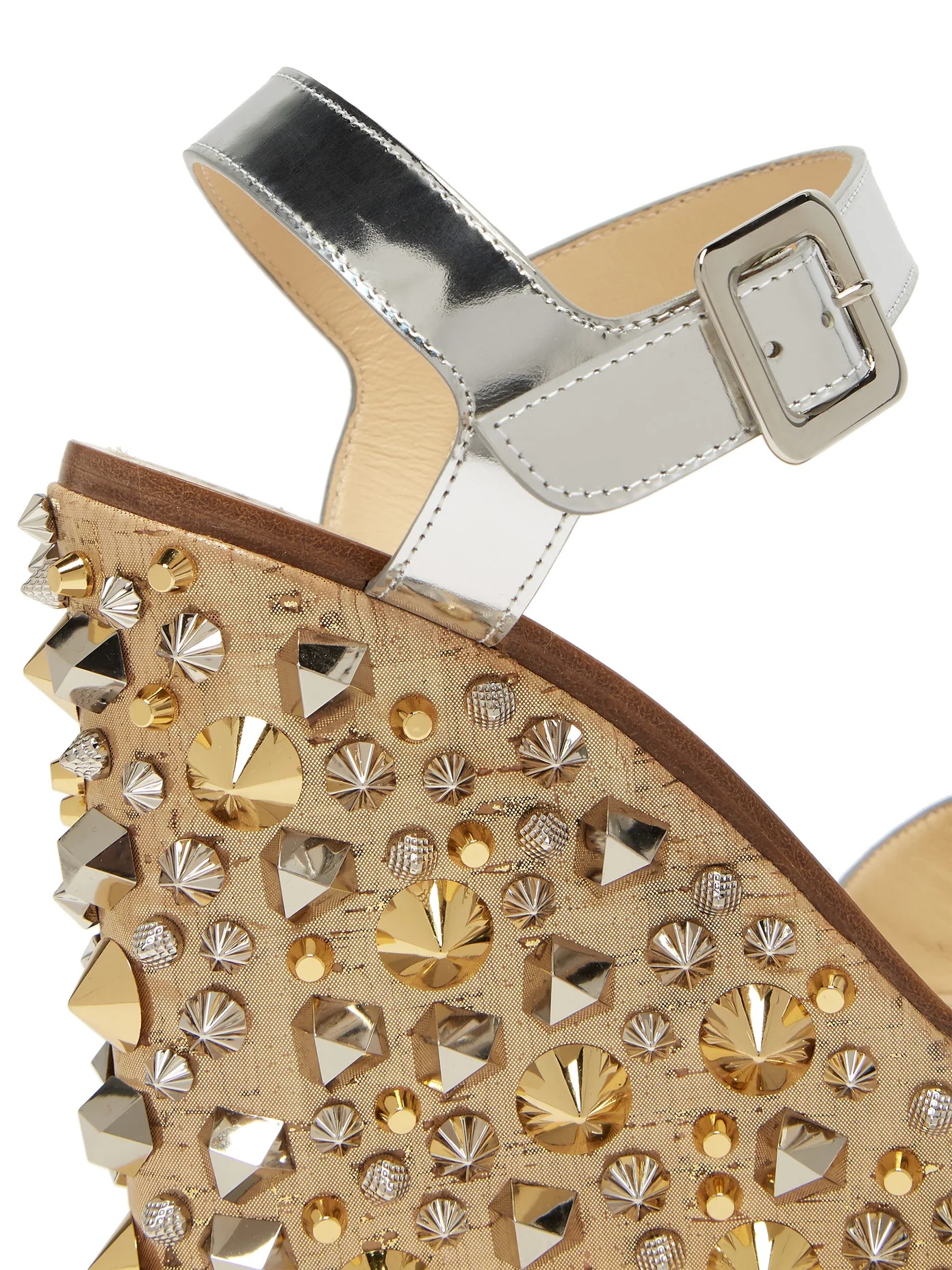 Almericca 120 cork lamé studded wedge sandals - 6