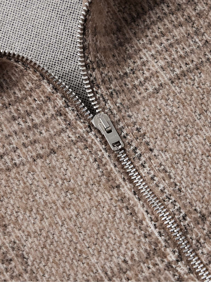 Checked Knitted Zip-Up Cardigan 5