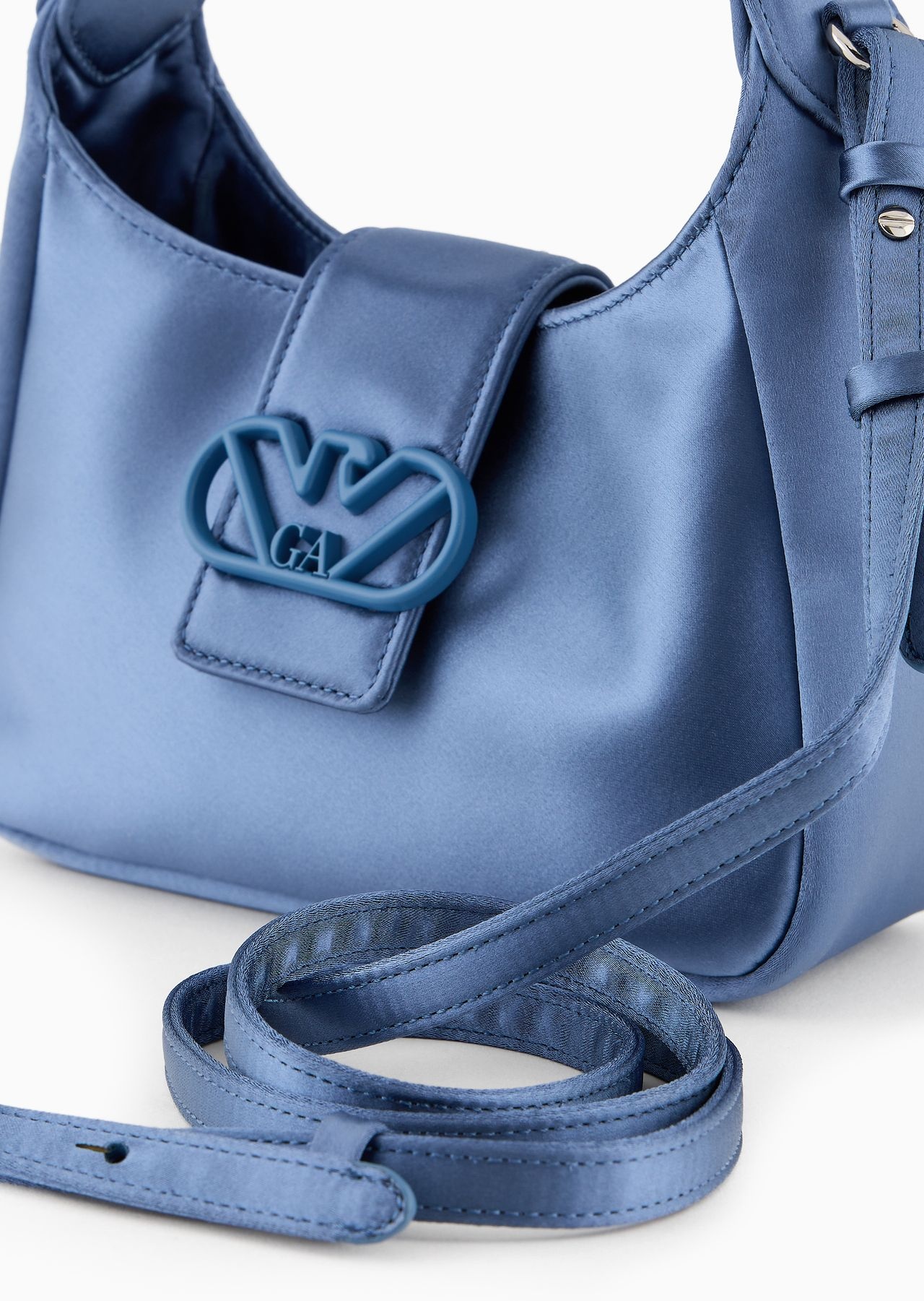 Satin hobo handbag with eagle buckle - 5