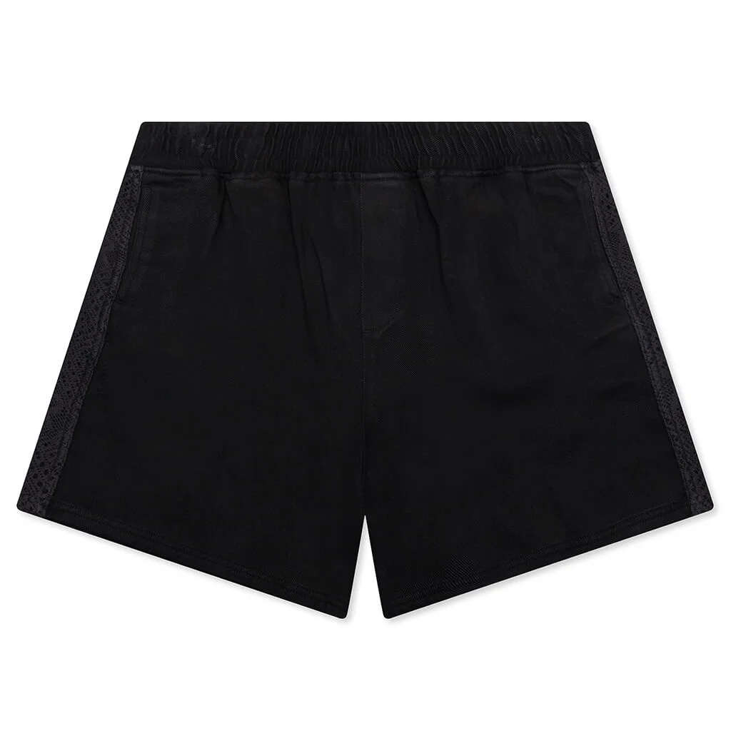KNITTED PANEL SHORTS - BLACK - 1