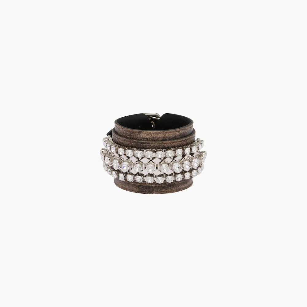 Nappa leather bracelet with crystals - 1
