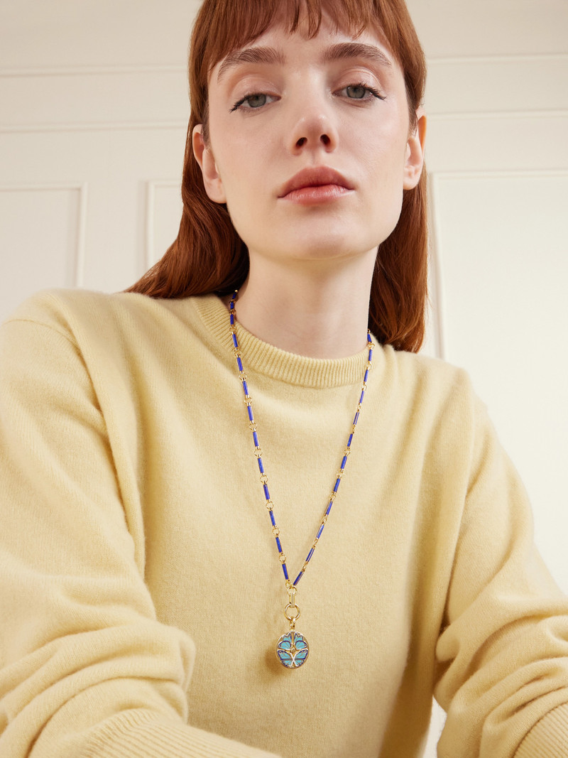 FOUNDRAE Reverie Element 18-karat Gold, Lapis Lazuli, Diamond And Enamel Necklace outlook