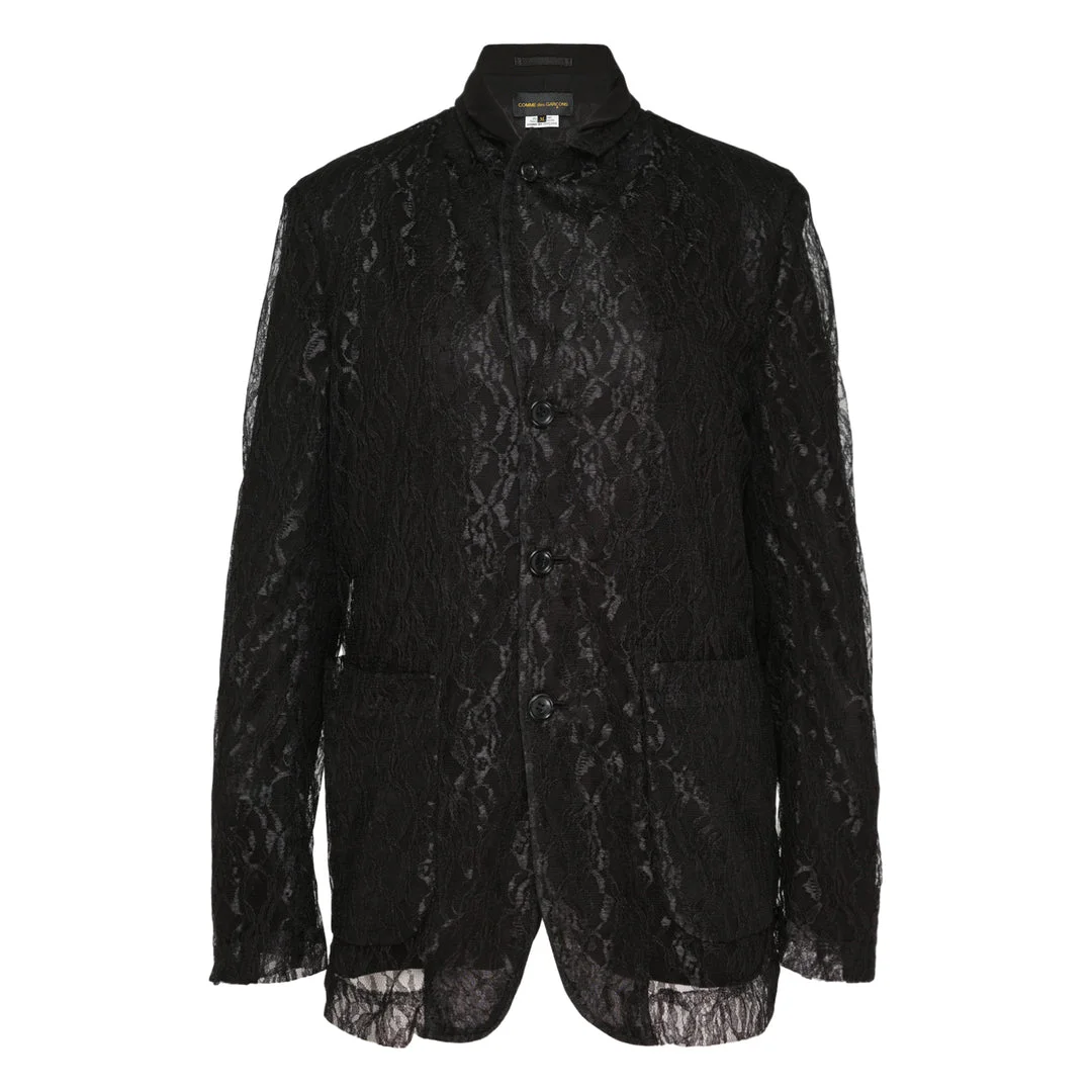 Black Lace Tailored Blazer - 1