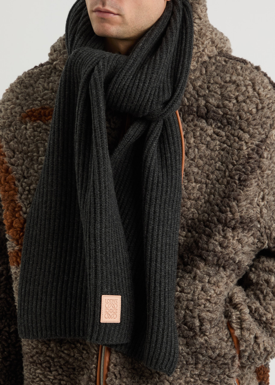 Loewe Logo Ribbed Cashmere Scarf - 2