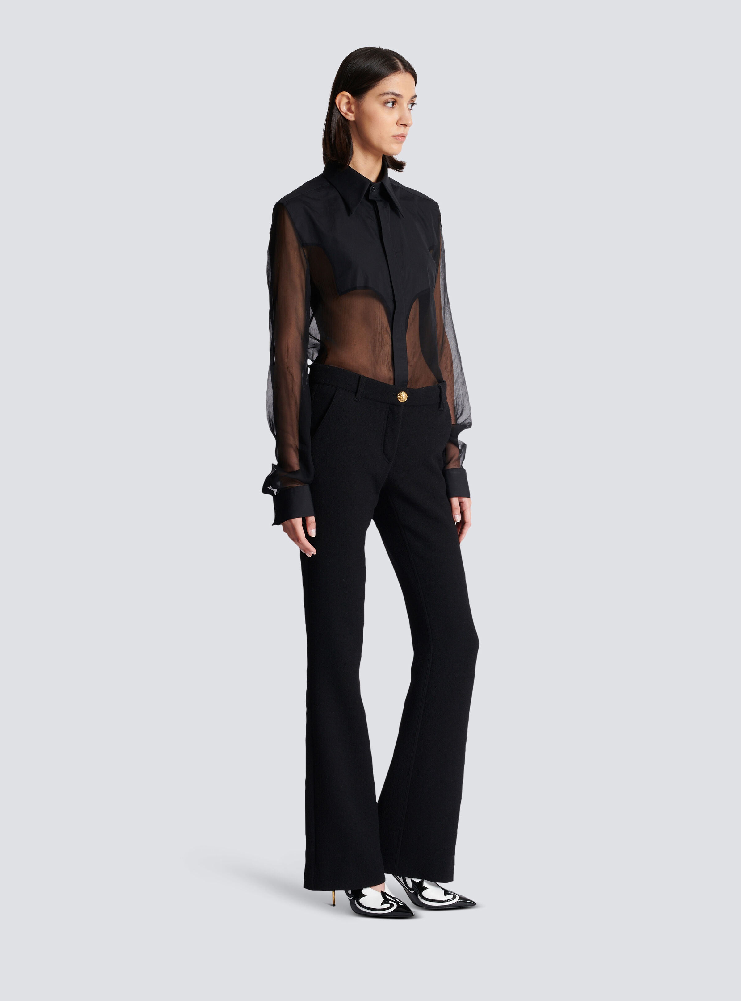 Bootcut crepe trousers - 3