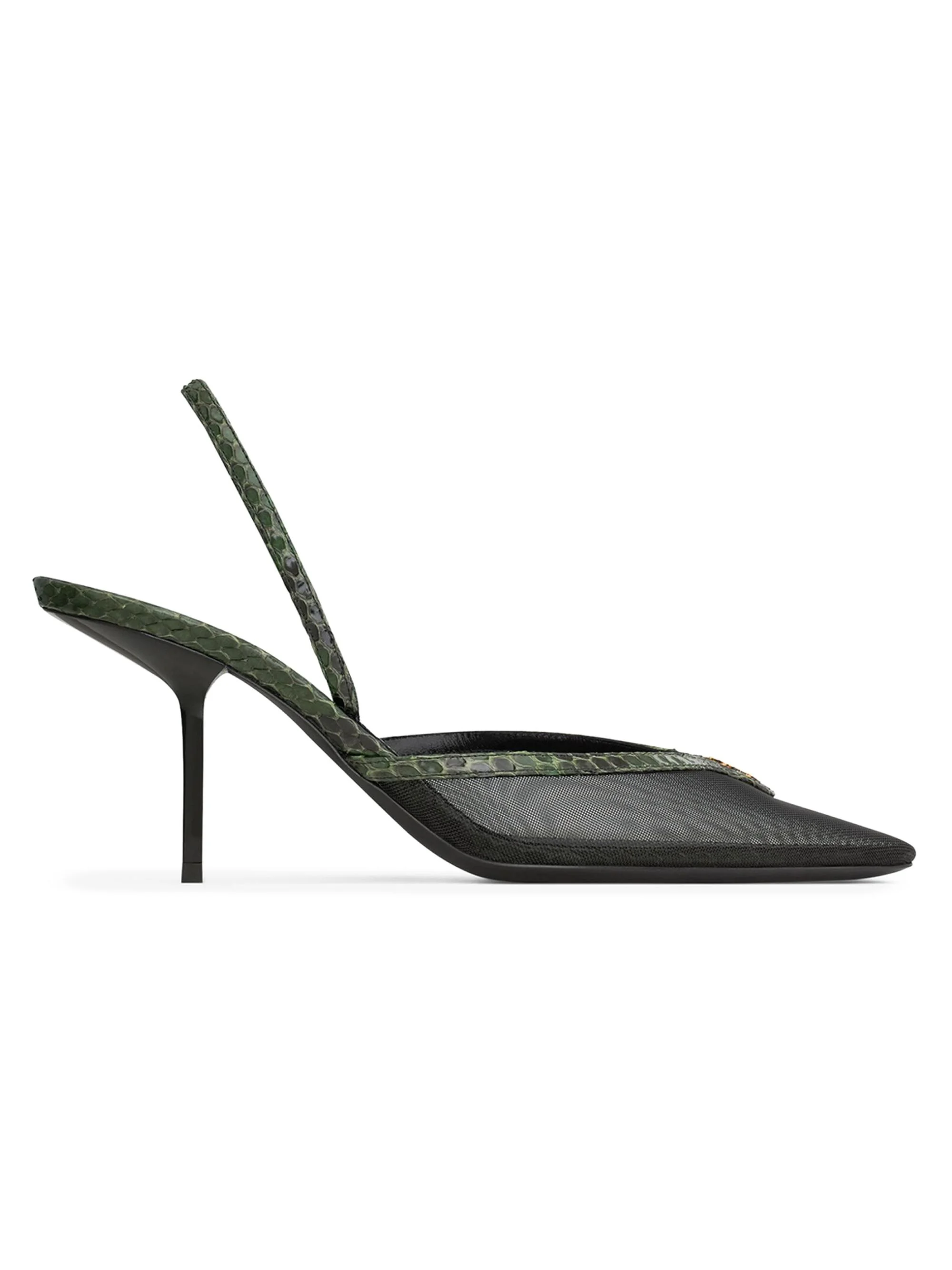 Women's Folie Slingback Pumps in Mesh and Python - Black Musk - 1