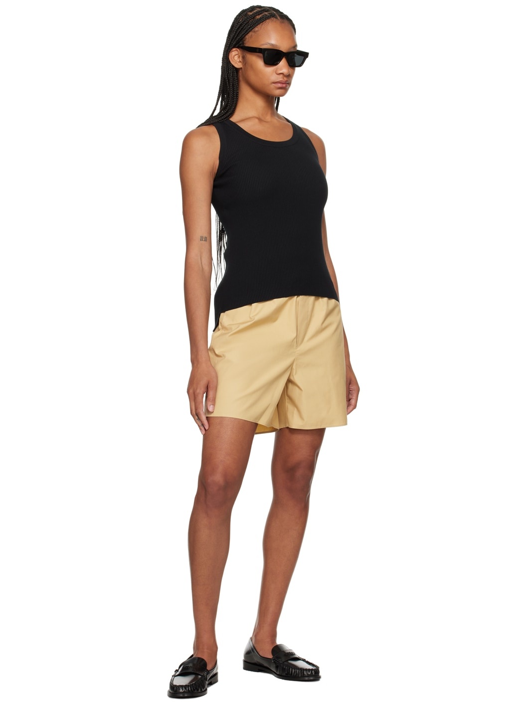 Beige Drawstring Shorts - 4