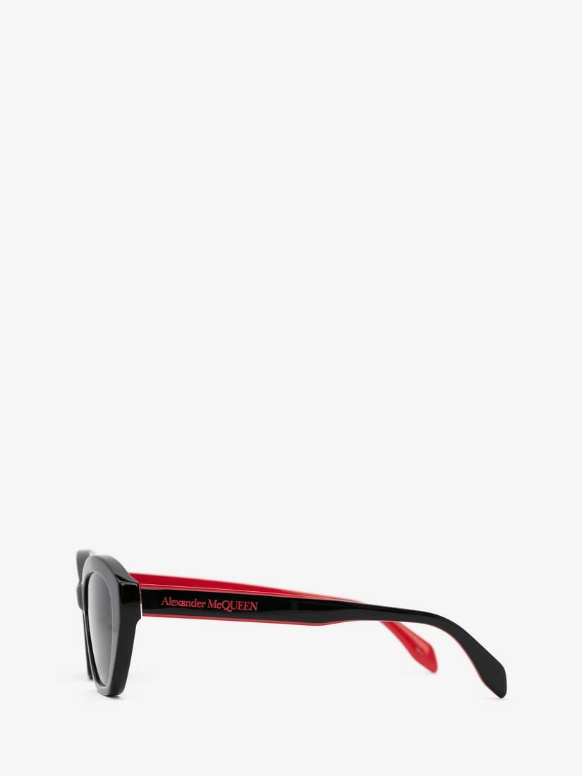 Selvedge Cat-eye Sunglasses in Black/red - 2