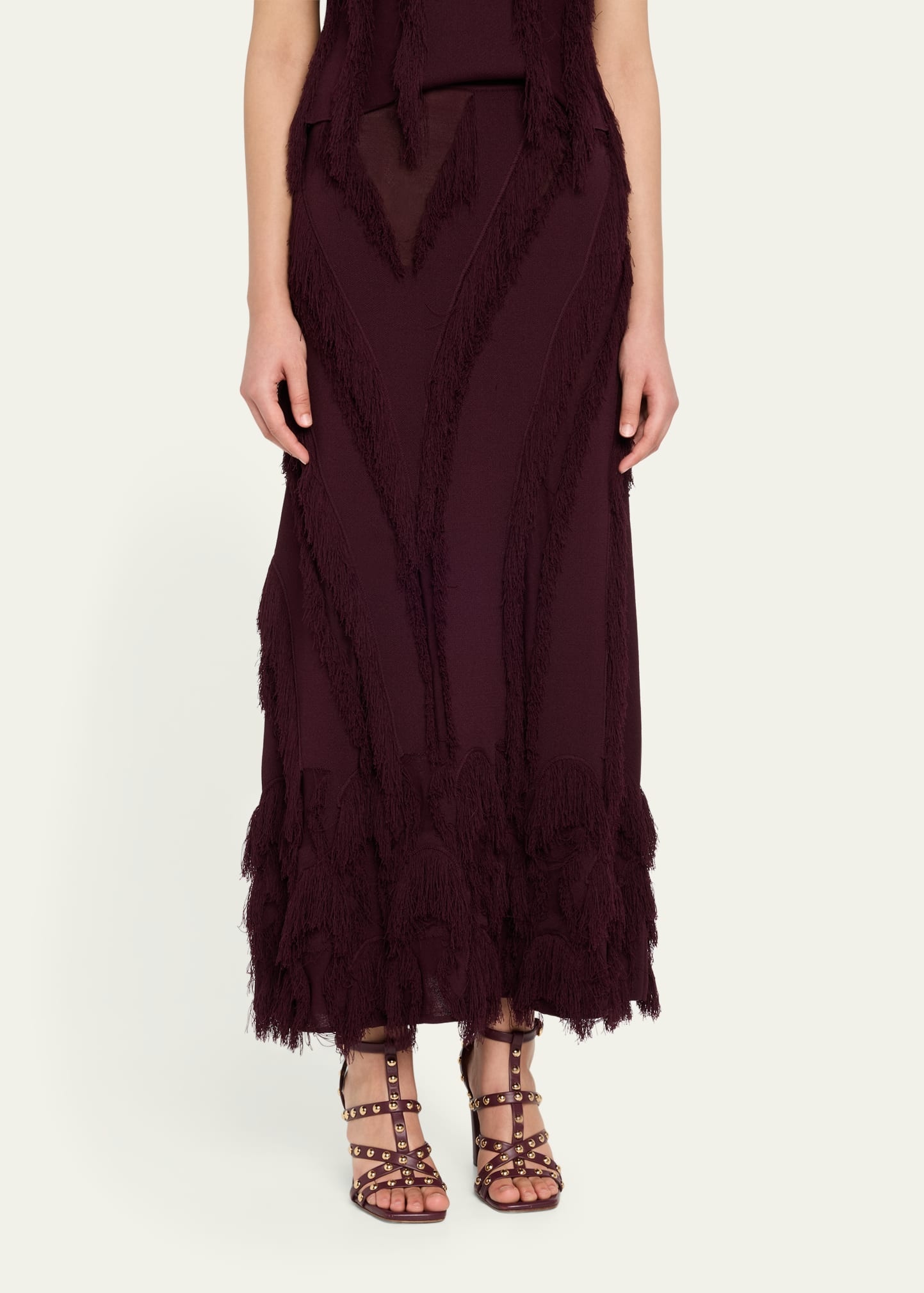 Astrid Macrame Fringe Knit Maxi Skirt - 4