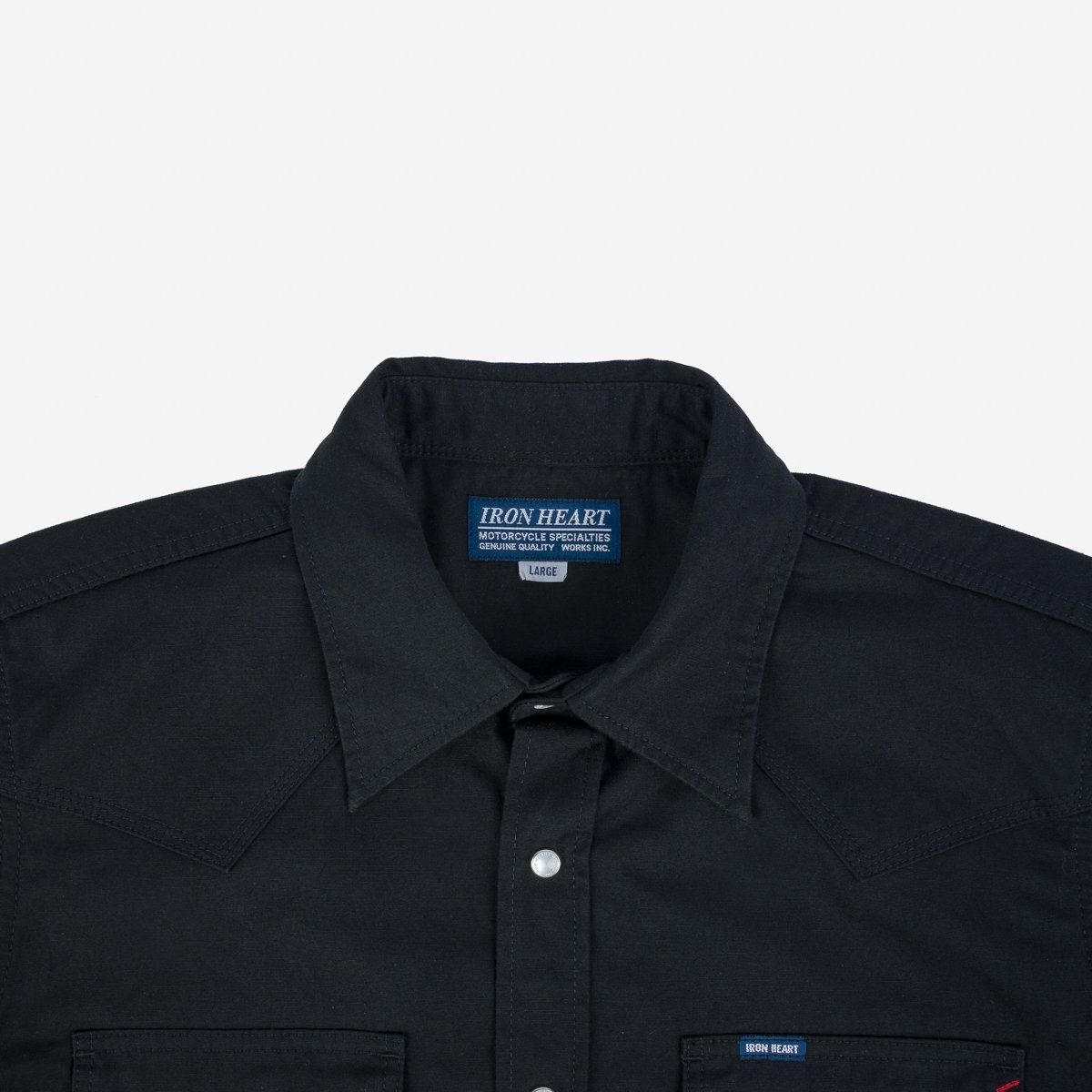 IHSH-387-BLK 7oz Fatigue Cloth Short Sleeved Western Shirt - Black - 8