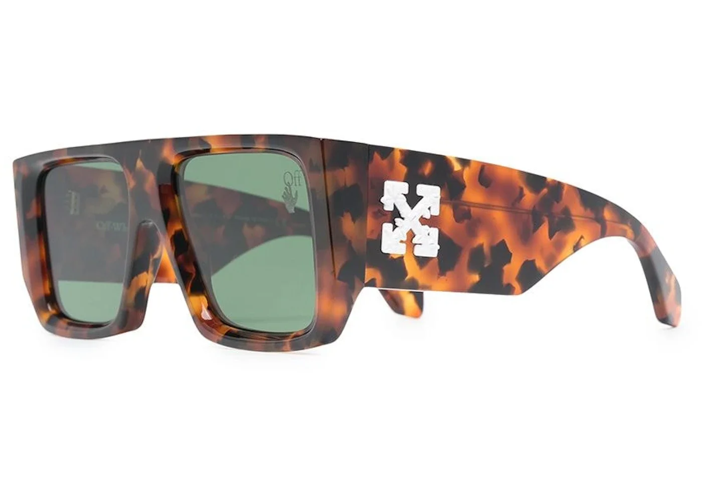 OFF-WHITE Tropez Rectangular Frame Sunglasses Havana Brown/Green/White (OMRI013S21PLA0016055) - 1