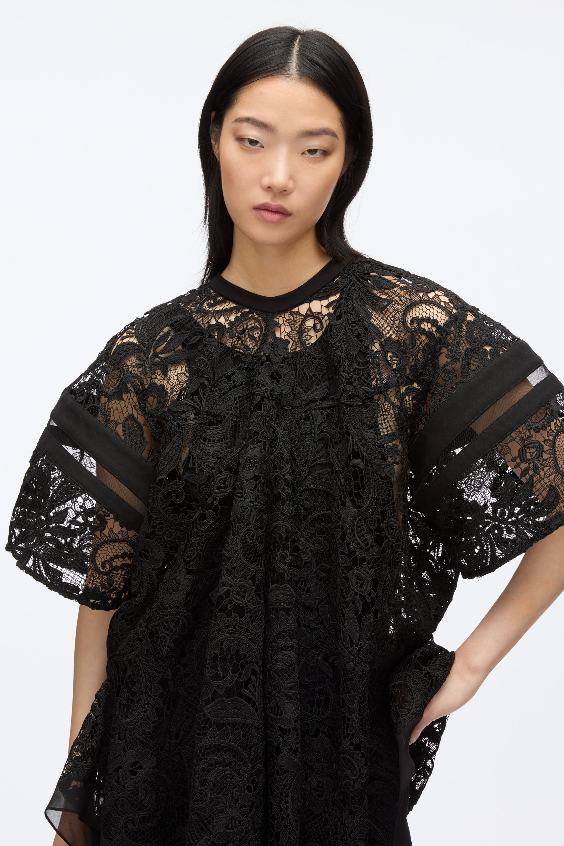 Embroidered Lace Hankerchief Top - 6