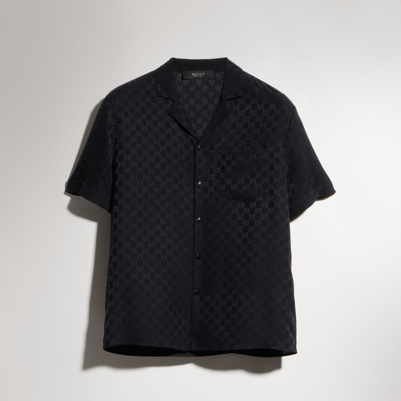 GG silk jacquard bowling shirt - 1