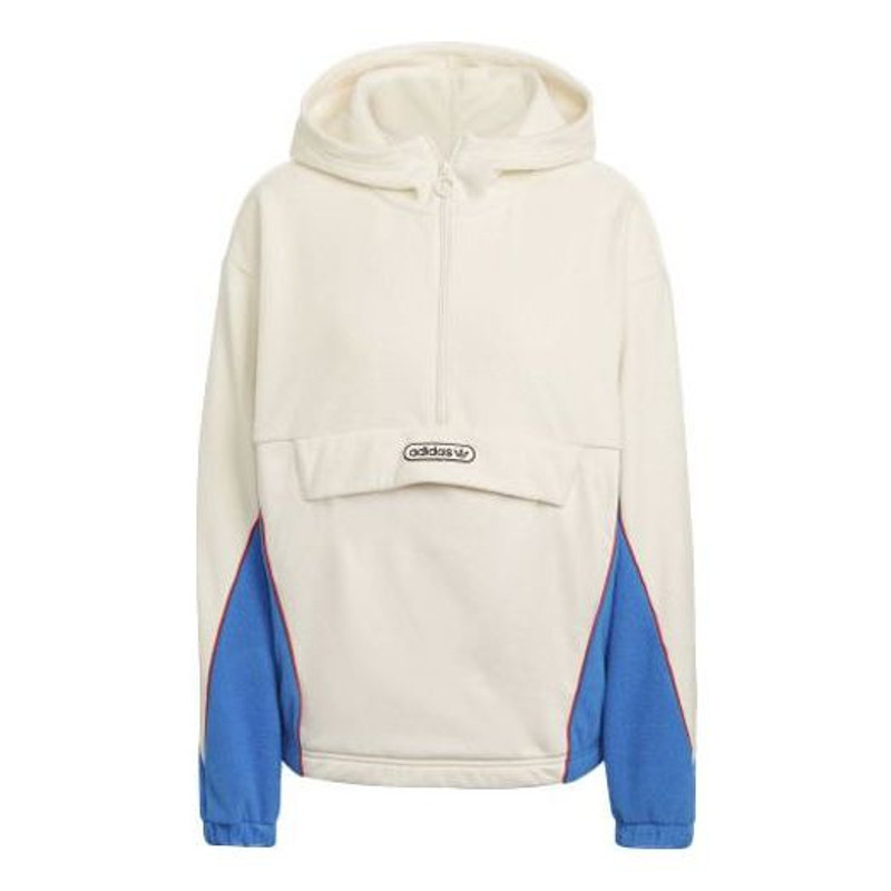 (WMNS) adidas Originals Retro Luxury Fleece Hoodie 'Off-white Red Blue' HL0053 1