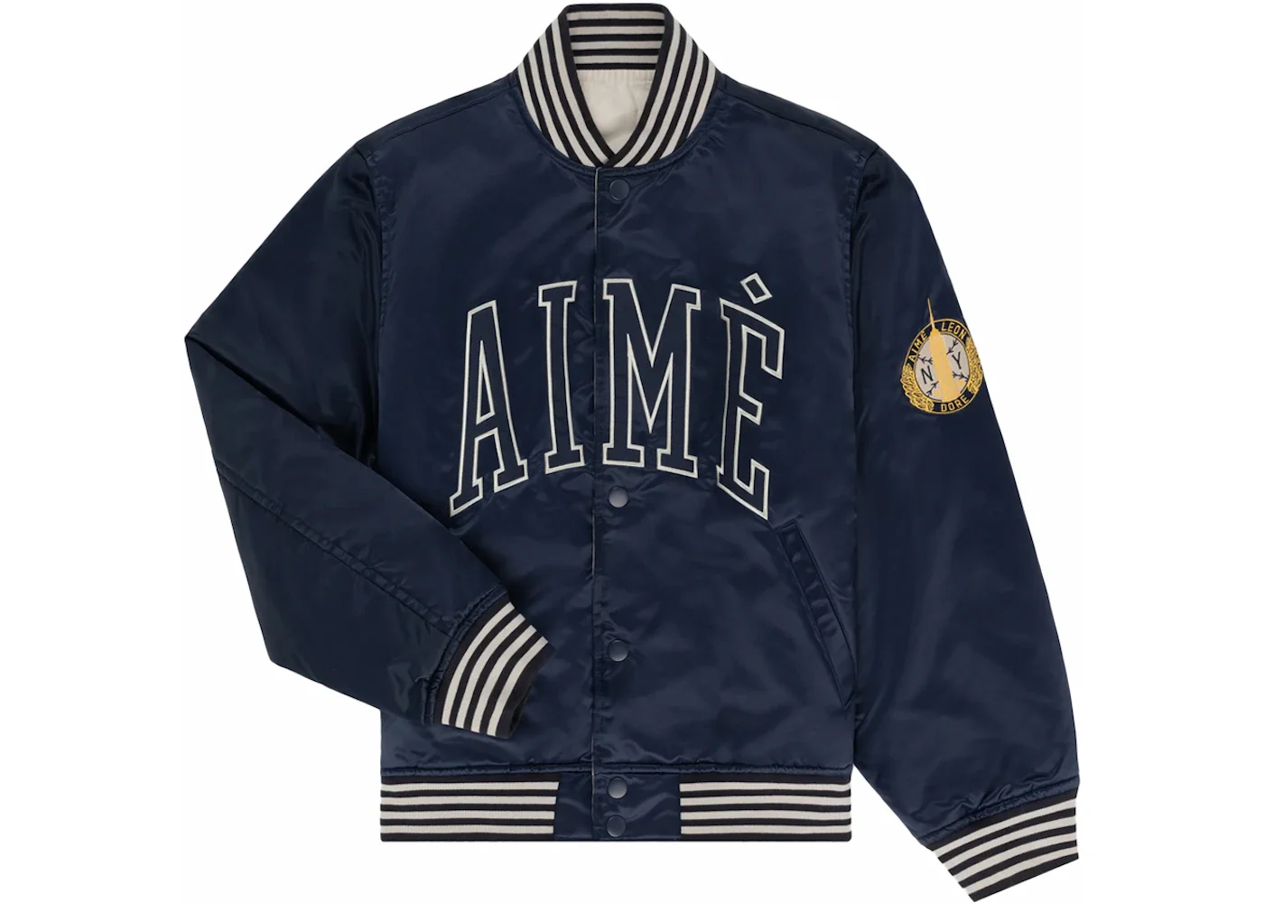 Aime Leon Dore Reversible Varsity Jacket Navy/Cream - 1