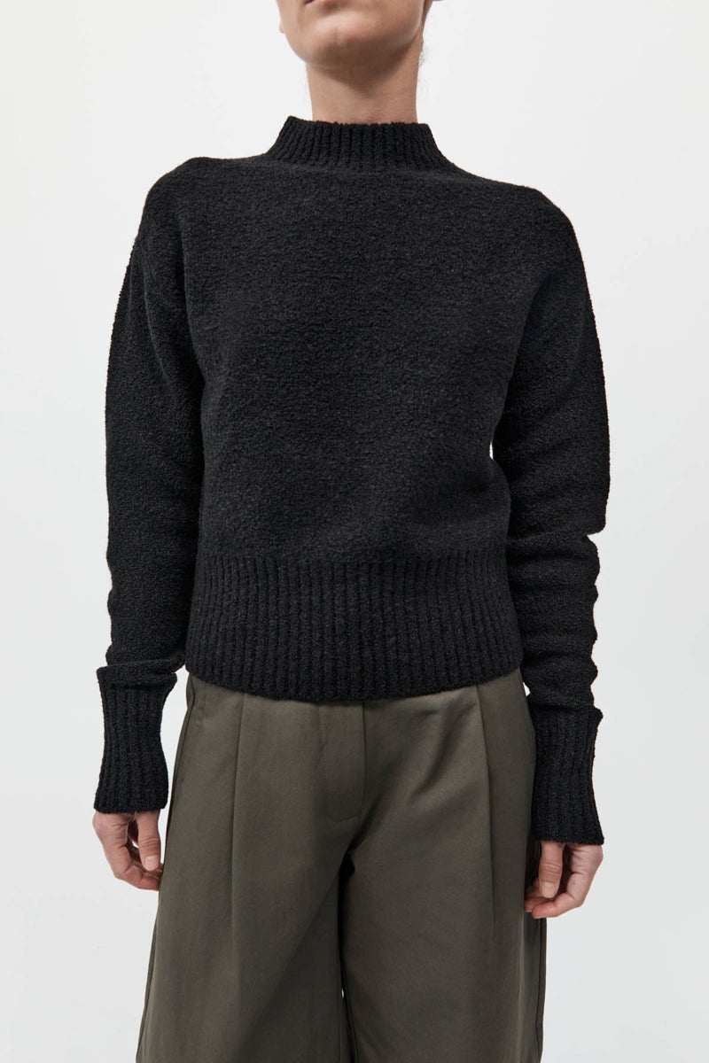 Boucle Wool Jumper - Black - 3