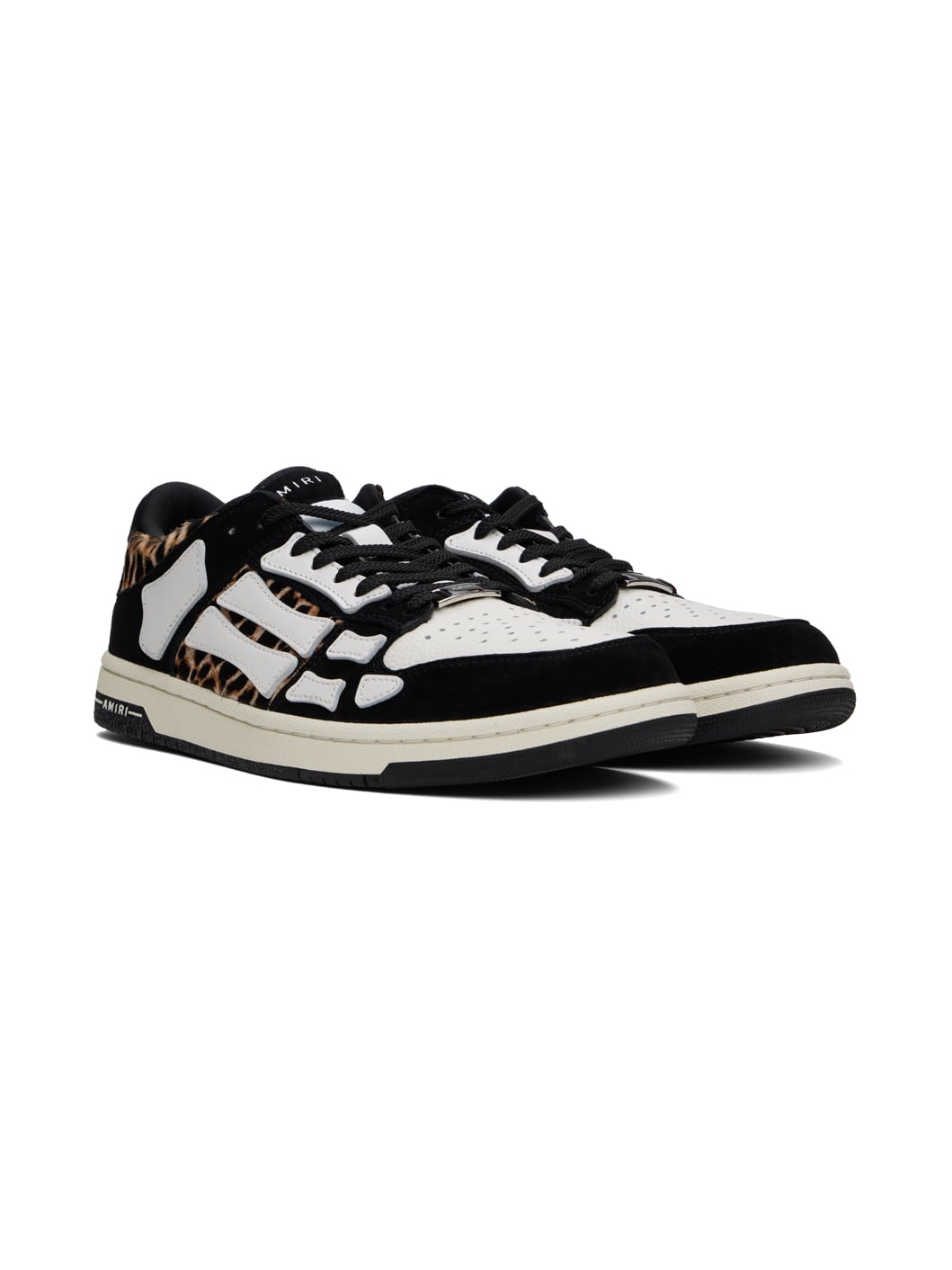Black & White Leopard Skel-Top Low Sneakers - 4