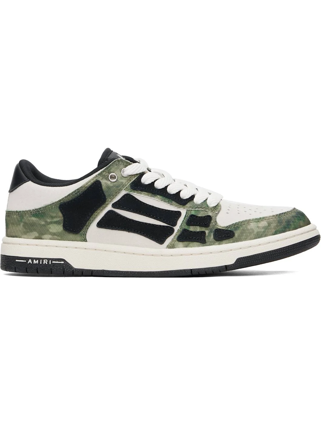 Khaki & Beige Camo Skel Top Low Sneakers - 1