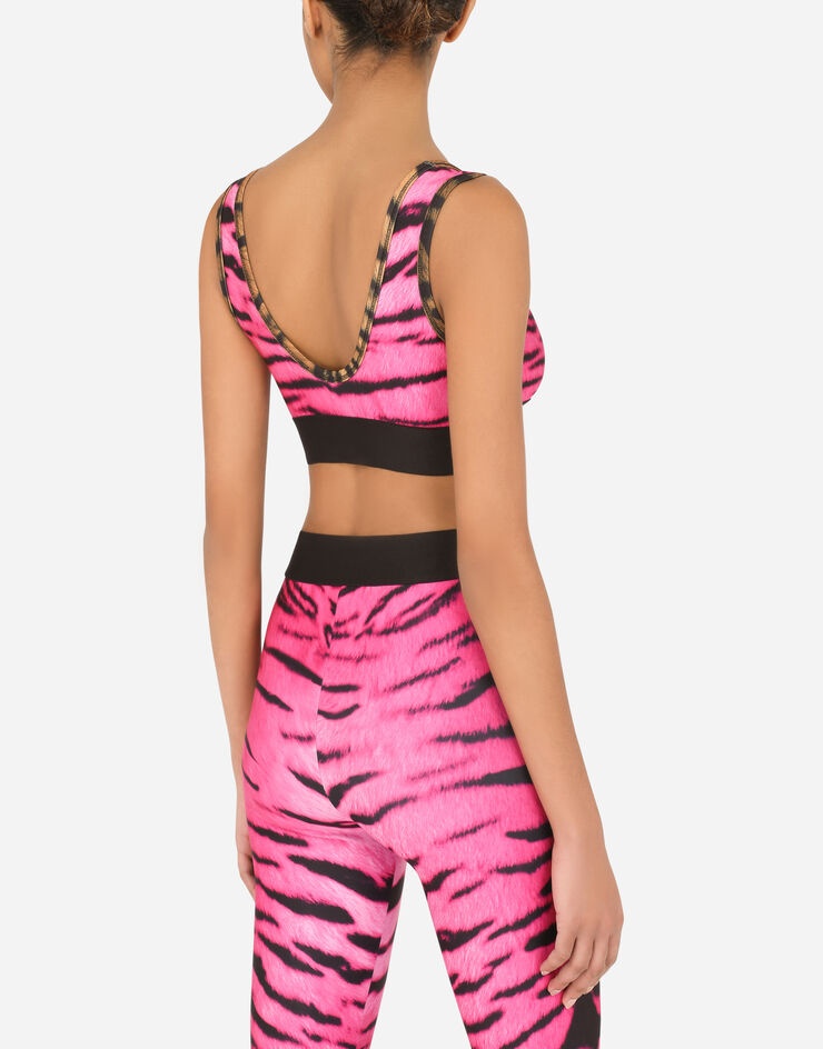 Run-resistant fabric top with tiger print and branded elastic - 5